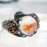 JESMING Rose Moonstone Ring Moon Ring 925 Cute Sterling Silver Rings Leaf Ring Wiccan Jewelry Rose Flower Ring Witchy Jewelry Healing Crystals Ring Antique Rings Moon Stones Ring for Women - Image 2
